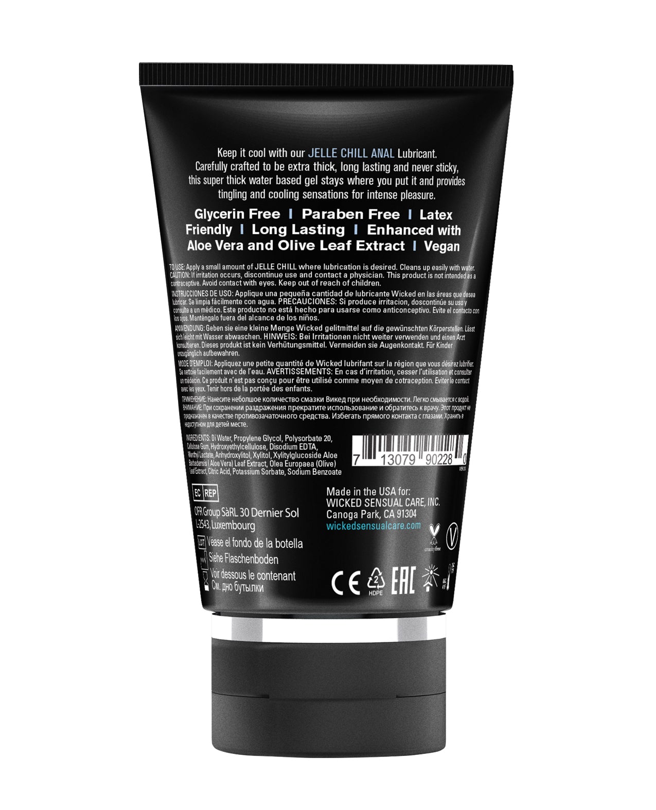 Wicked Sensual Care Jelle Chill Waterbased Anal Gel Lubricant - 4 oz