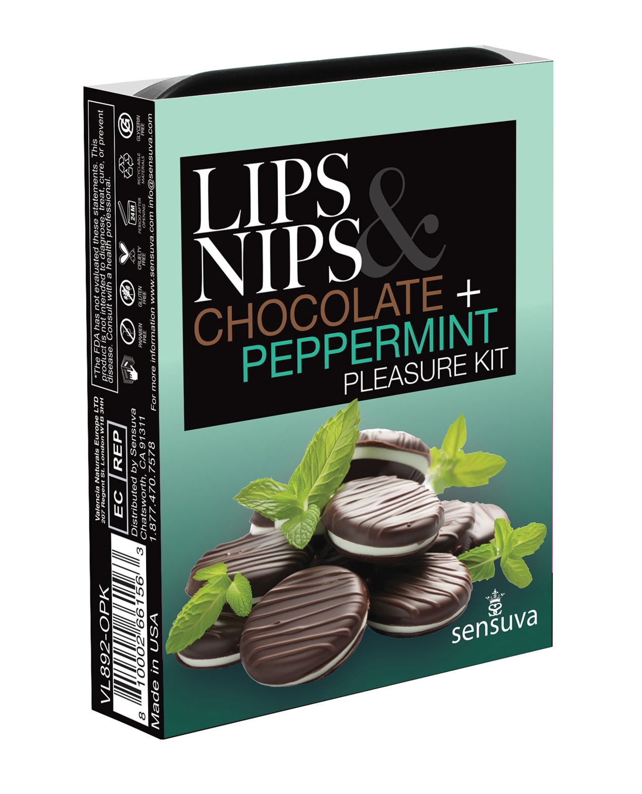 Sensuva Lips & Nips Pleasure Kit - Chocolate Nip Zip + Chocolate Peppermint XBalm + 50 Ways to Kiss Guide