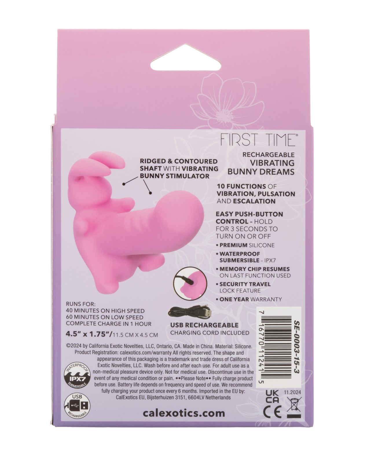 First Time Rechargeable Vibrating Bunny Dreams - Pink