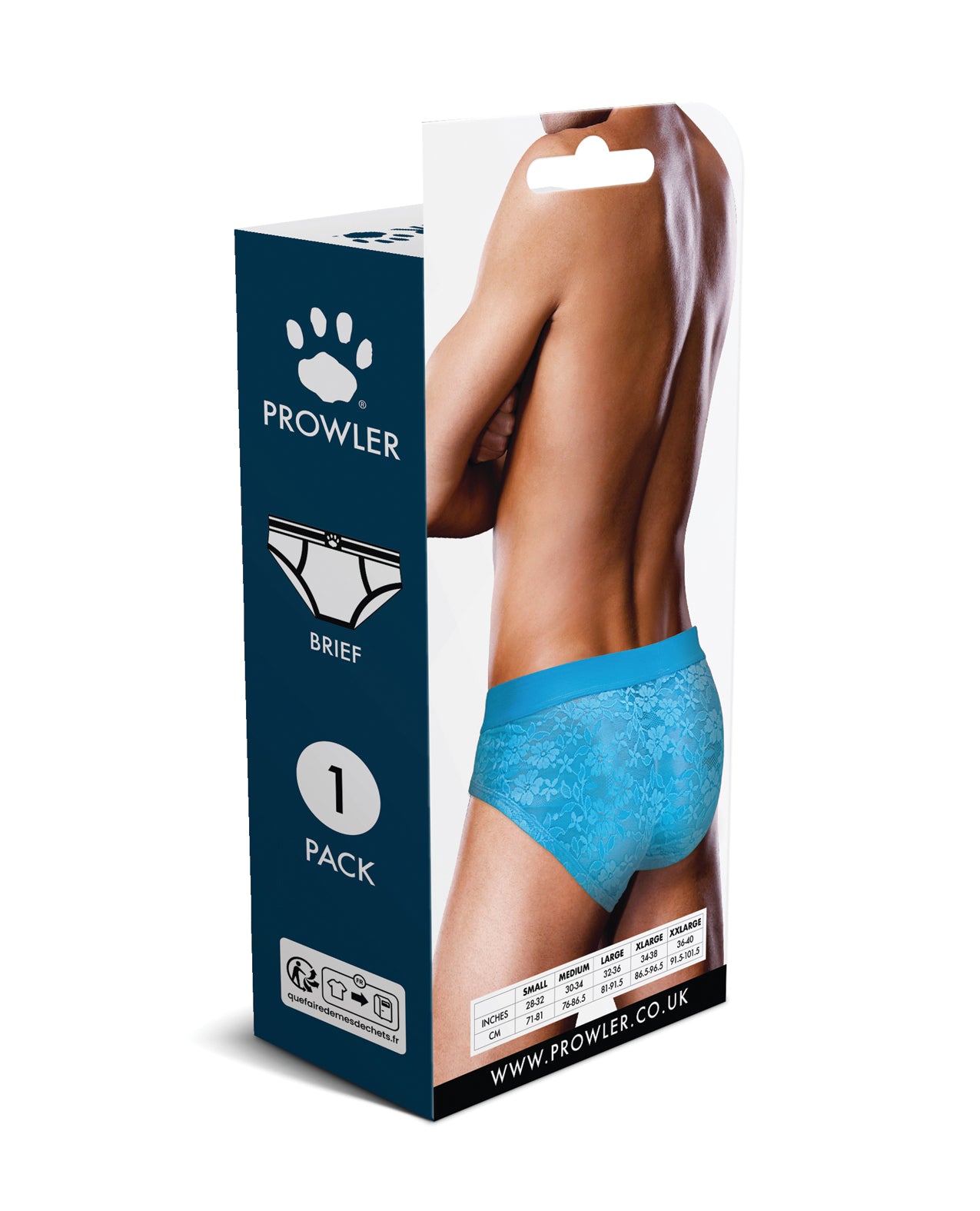 Prowler Lace Open Back Brief - Blue LG