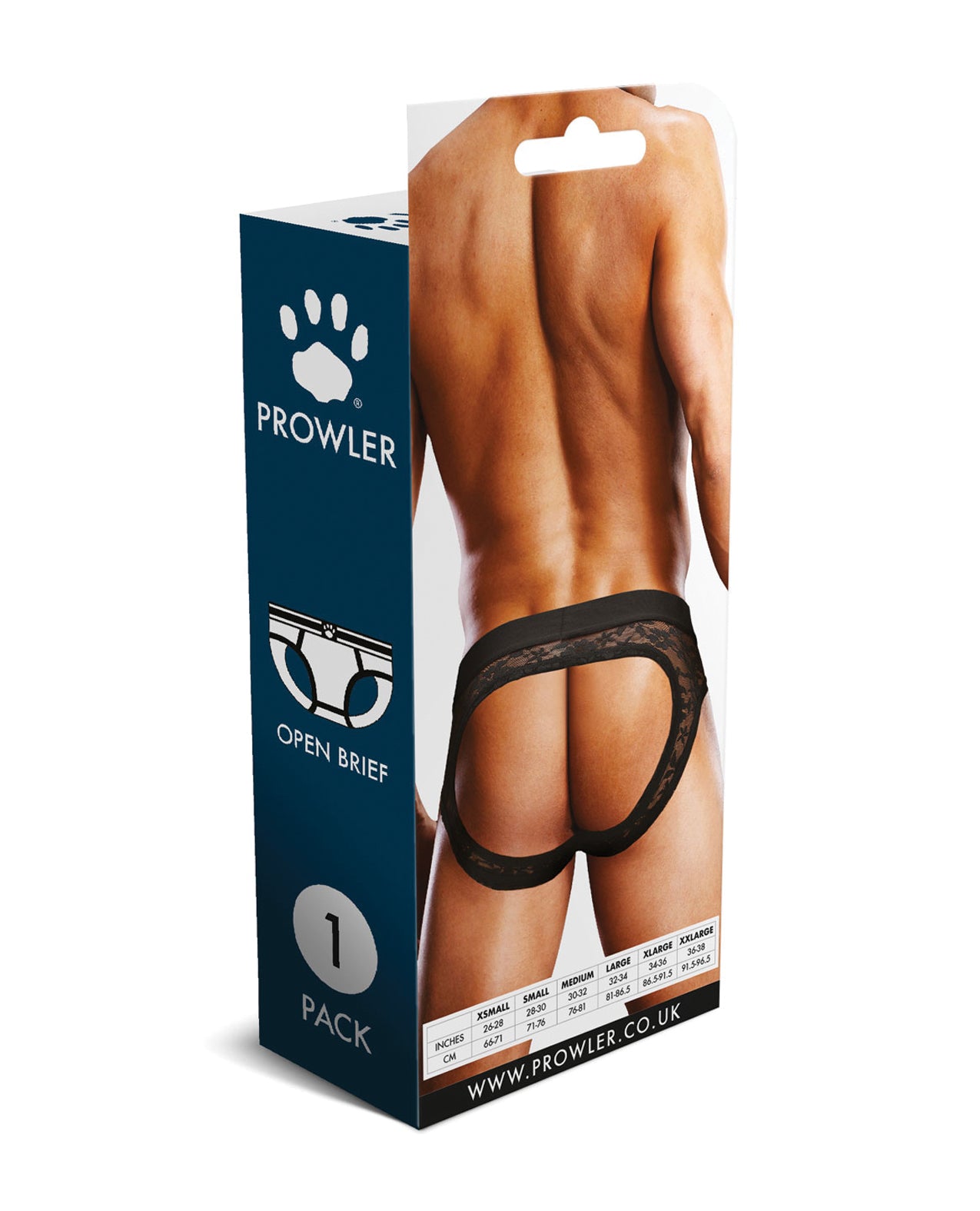 Prowler Lace Open Back Brief - Black XL