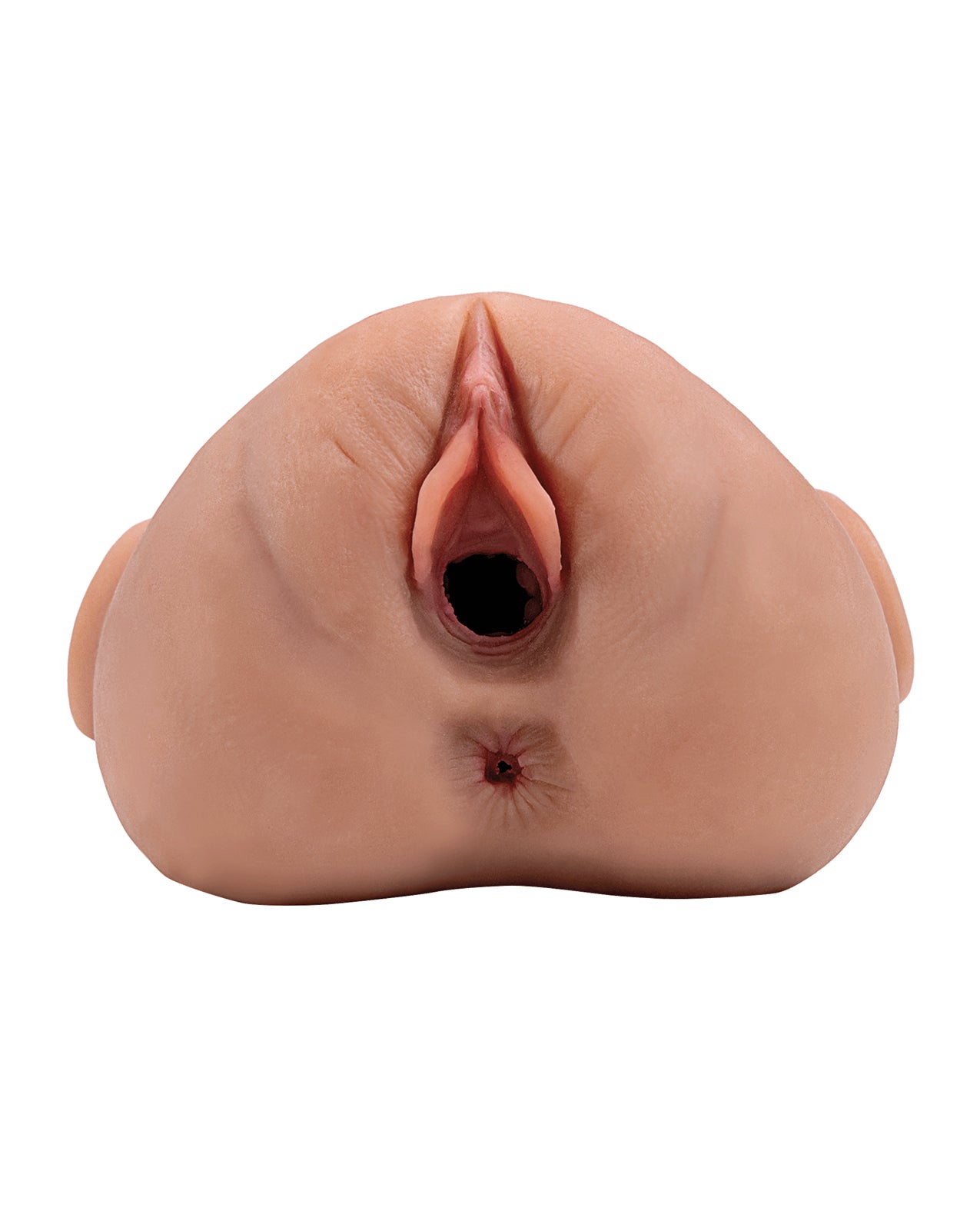 PDX Plus Double Pounder Vibrating Squeeze Stroker - Brown
