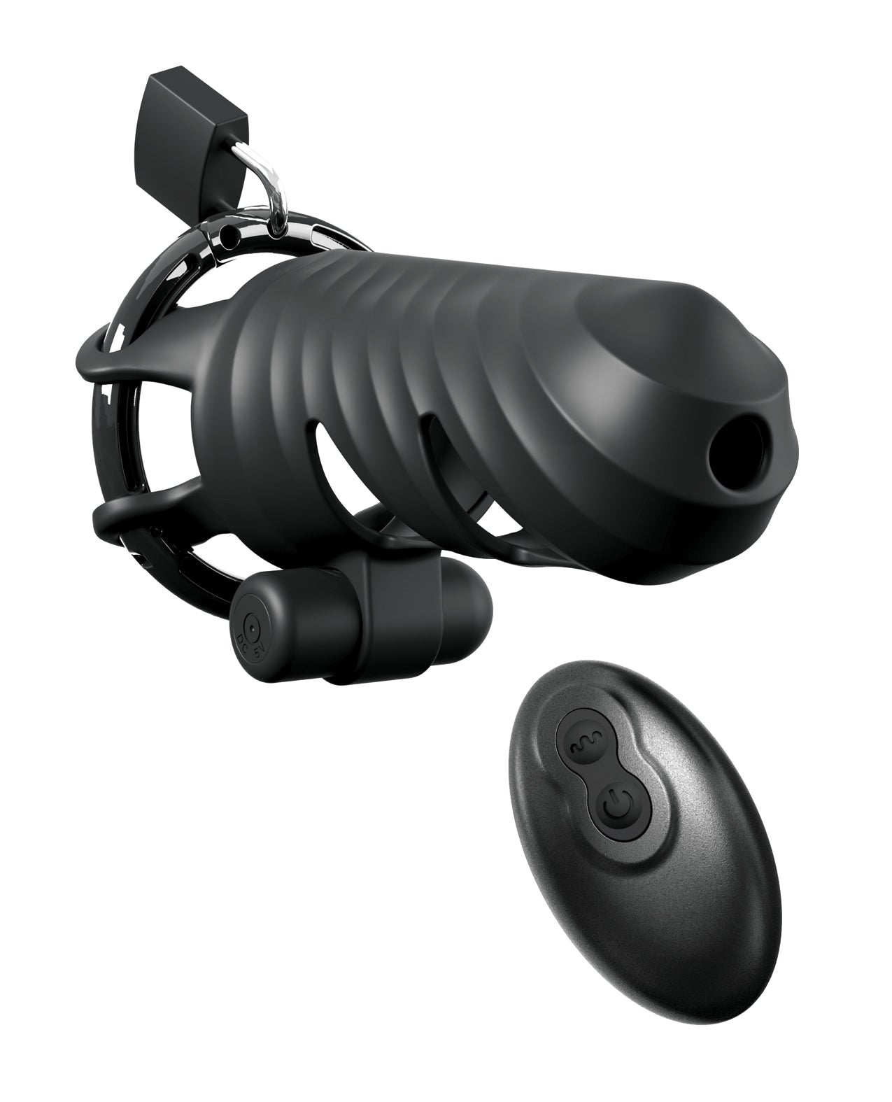Fantasy C-Ringz Remote Controlled Vibrating Cock Blocker - Black