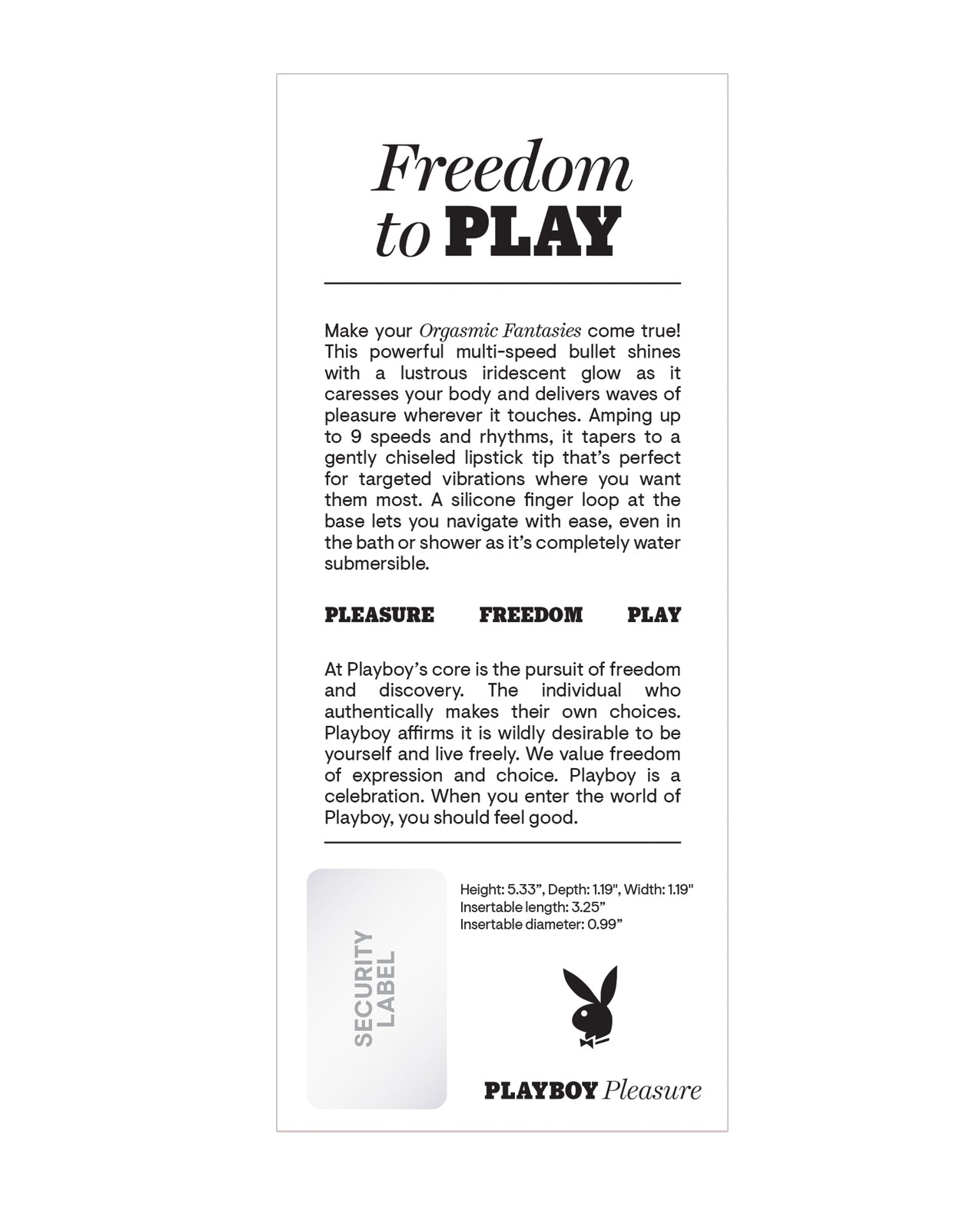 Playboy Pleasure Orgasmic Fantasy Bullet - White