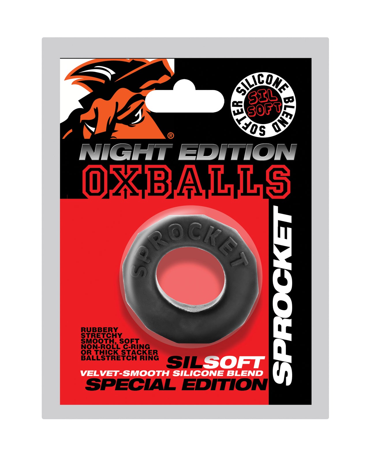 Oxballs Sprocket Comfort No-Roll Cock Ring - Special Edition Night