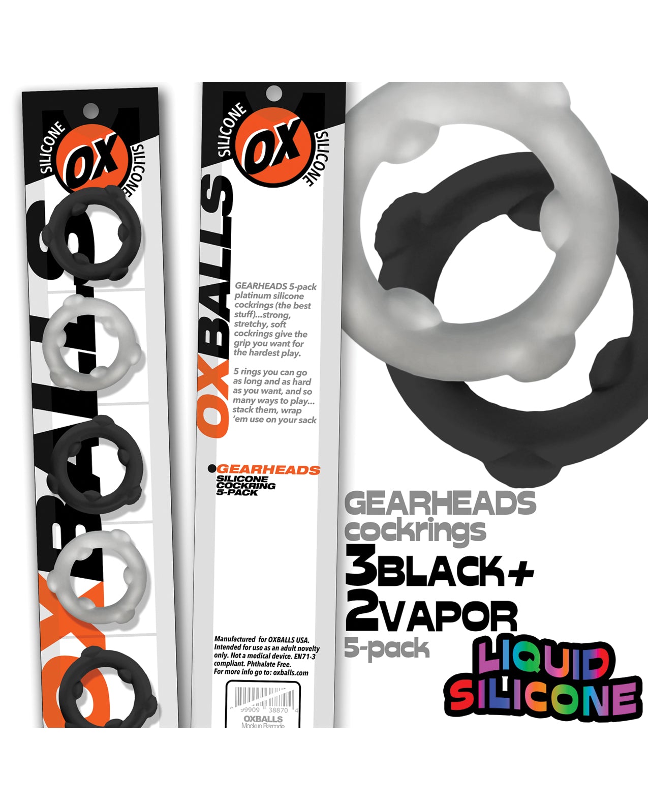 Oxballs Gearheads 5 Pack Spinner Rings - Black/Vapor