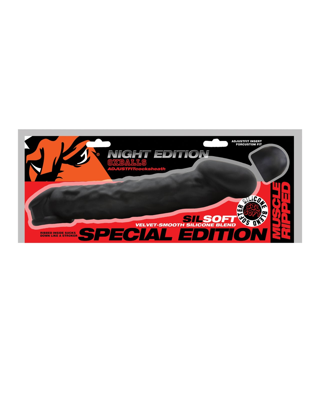 Oxballs Muscle Ripped Inner Ribbed Velvet-Smooth Cocksheath - Special Edition Black