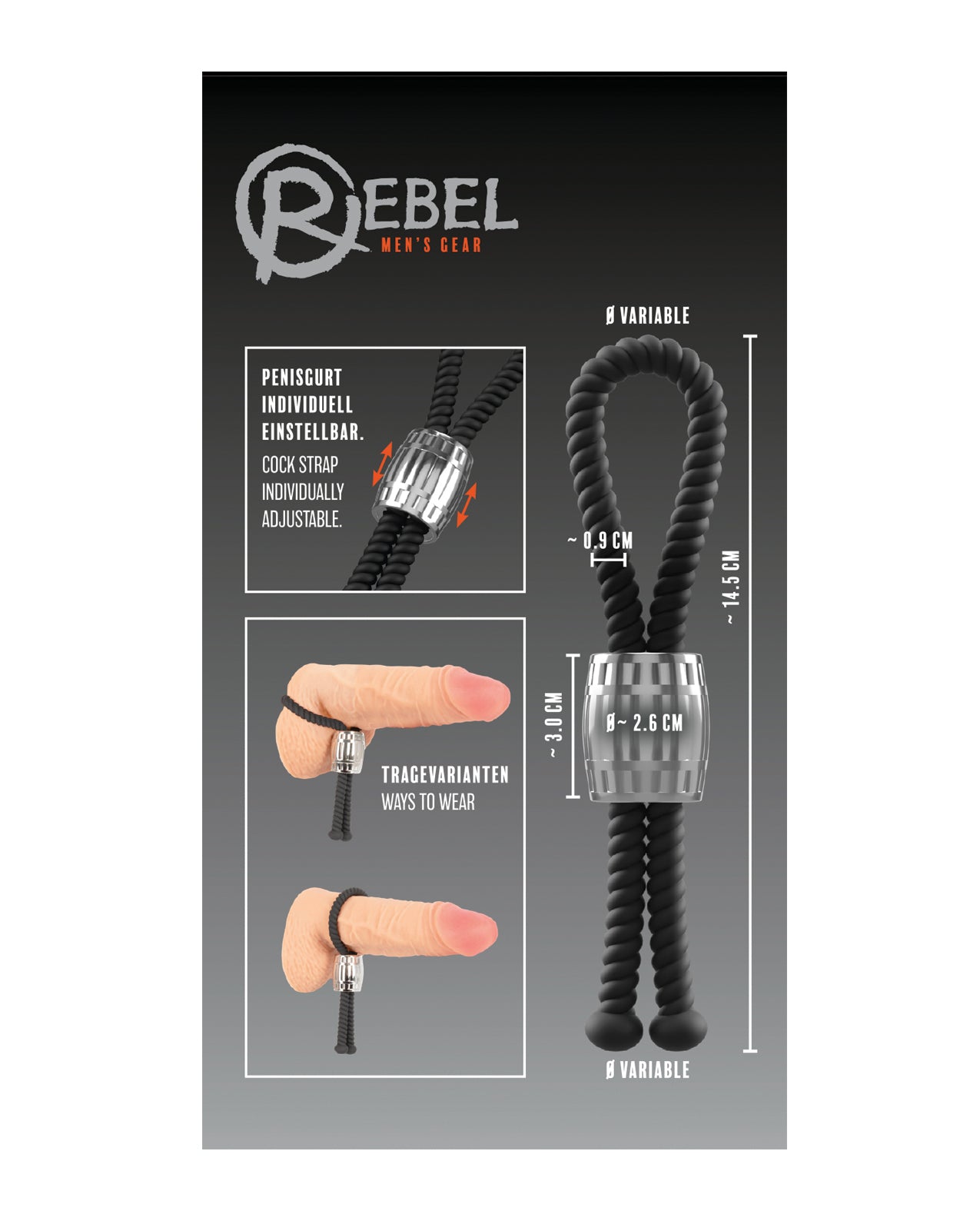 Rebel Heavy Rope Cock Lasso - Black