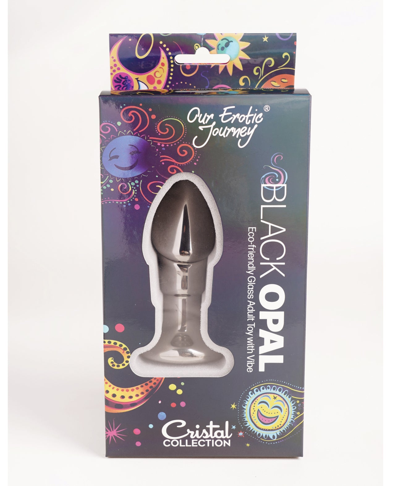 Cristal Black Opal Anal Glass Dildo Vibe - Gun Metal