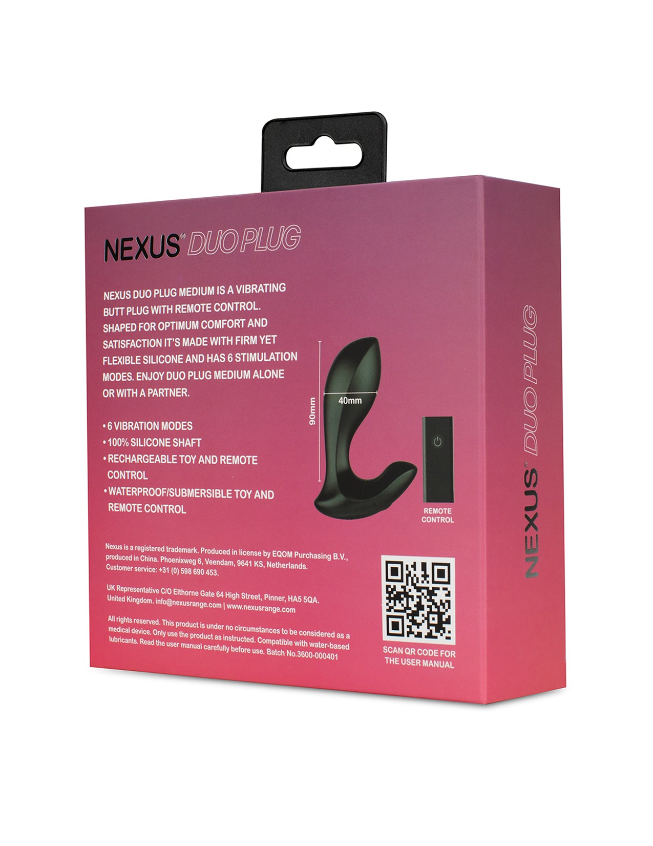 Nexus DUO Plug Medium - Vibrating Butt Plug w/Remote Control