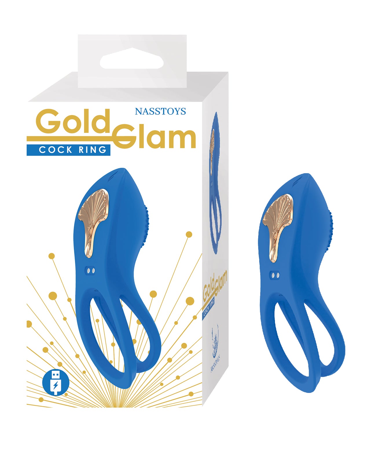 Gold Glam Cock Ring - Blue