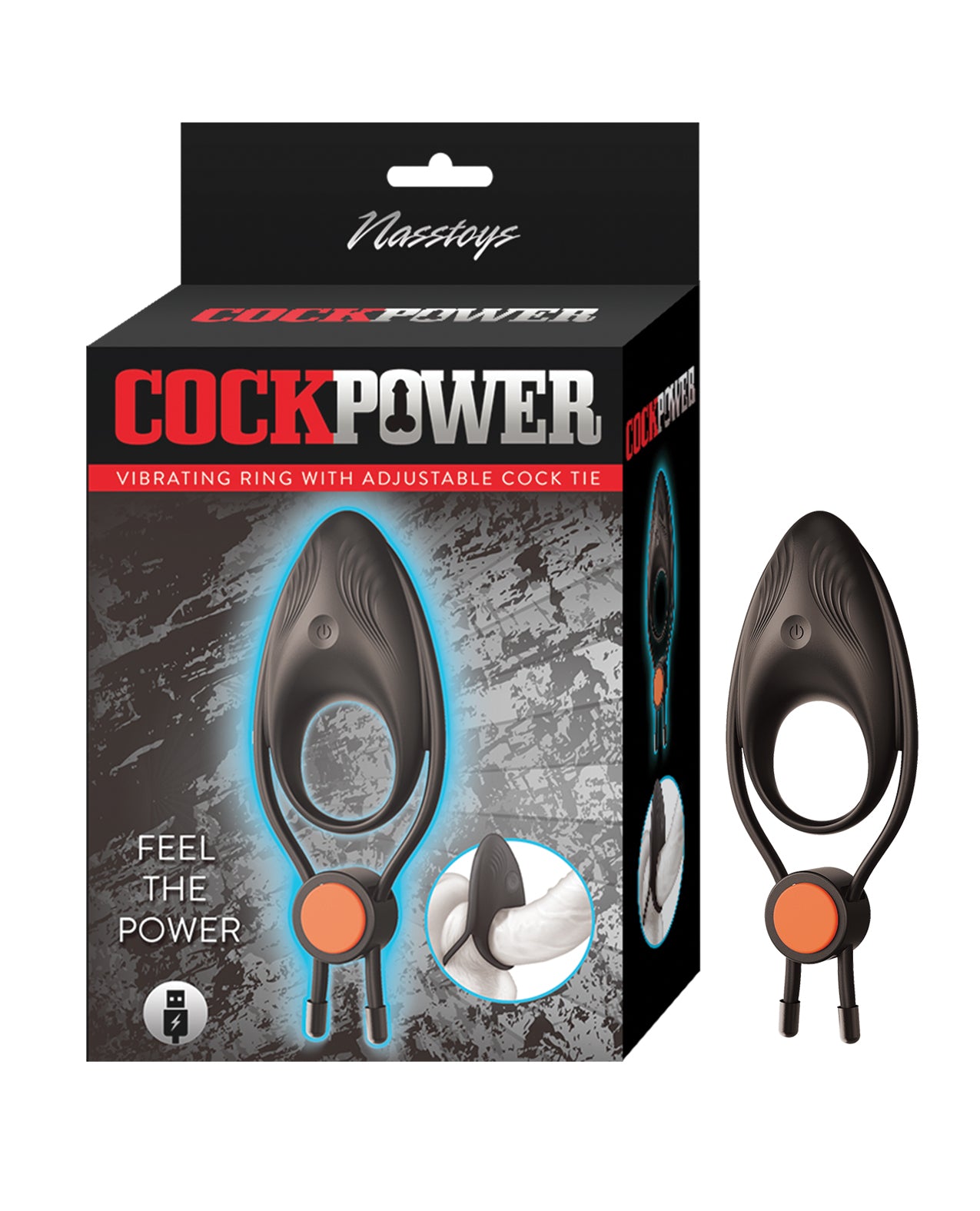 Cockpower Vibrating Ring w/Adjustable Cock Tie - Black
