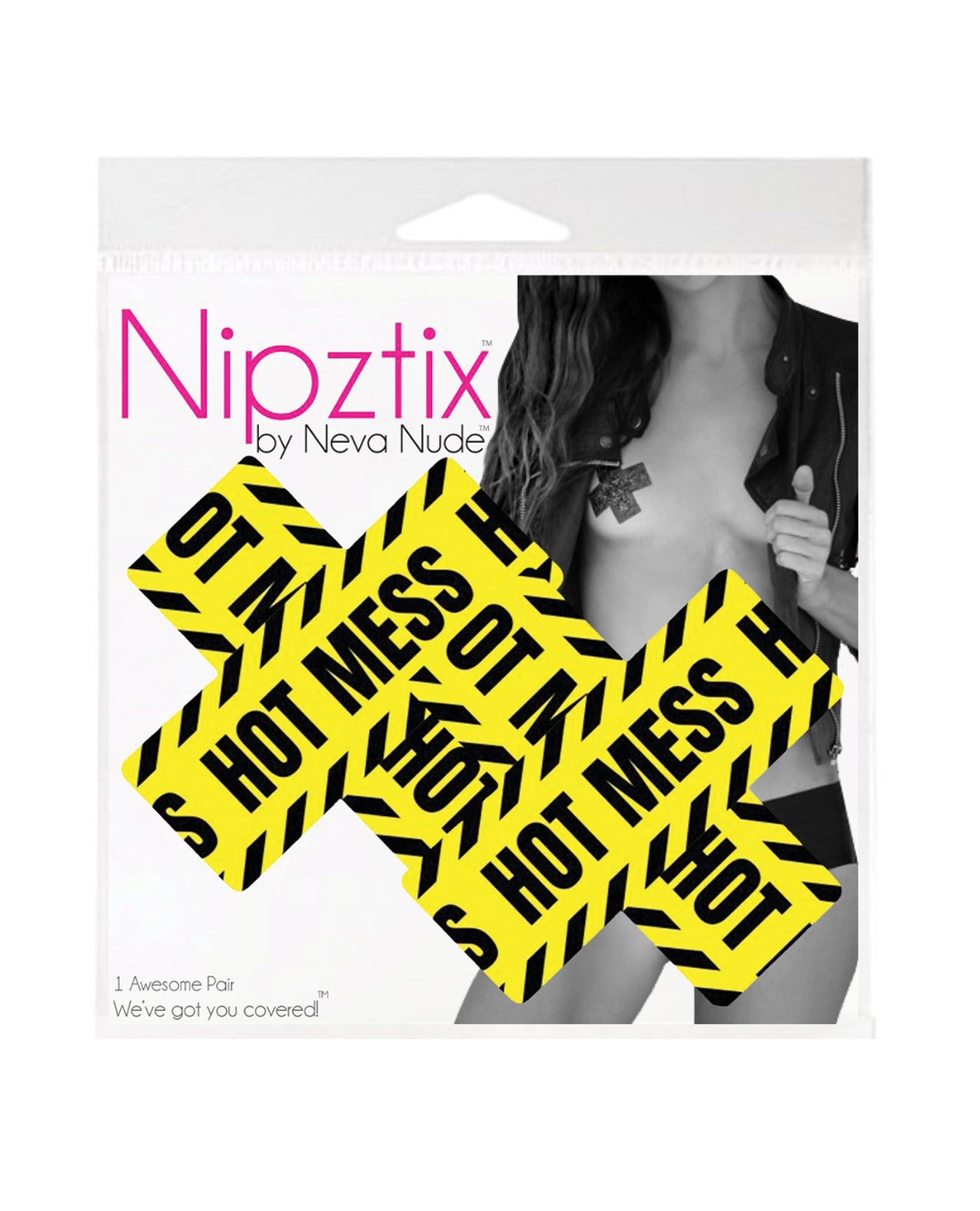 Neva Nude Blacklight Hot Mess X Pasties - Black/Yellow O/S