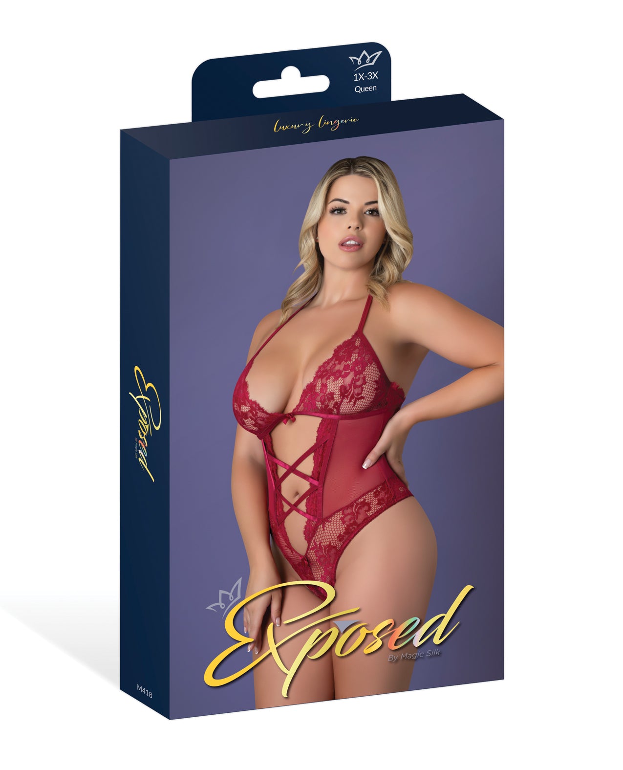 Black Cherry Halter Teddy - Red QN