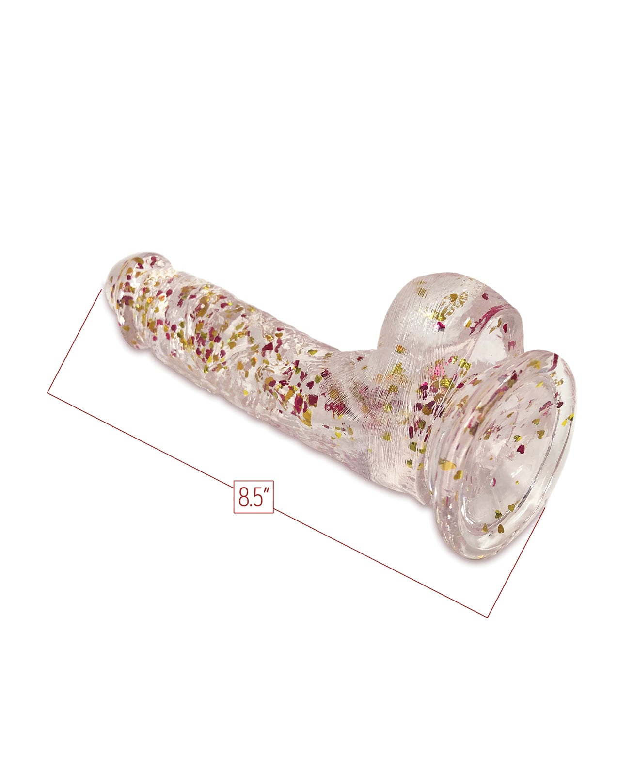 Glittergasm 8.5" Ballsy Dildo - Red/Gold/Orange