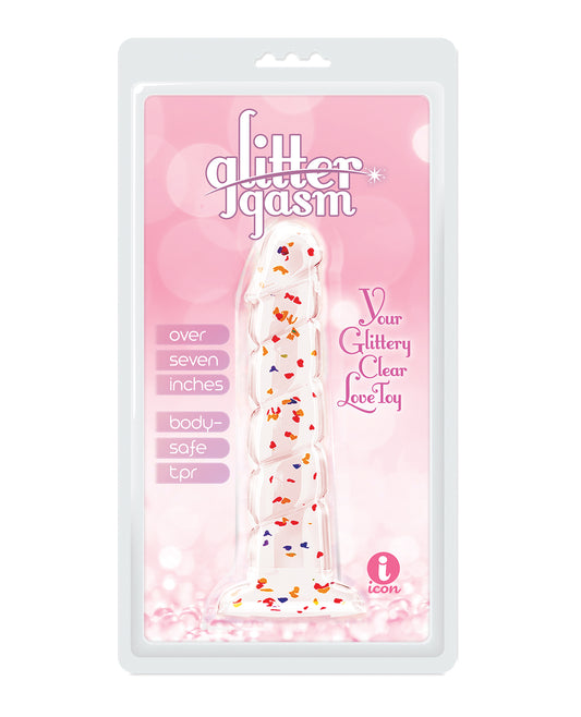 Glittergasm 7.5" Swirls Dildo - Red/Gold/Orange