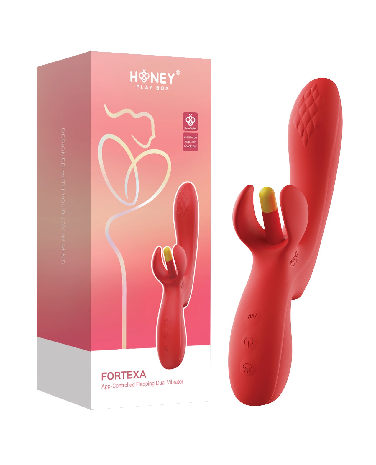 FORTEXA Kinky Finger Flapping Clit & G-Spot Vibrator with App Control Red