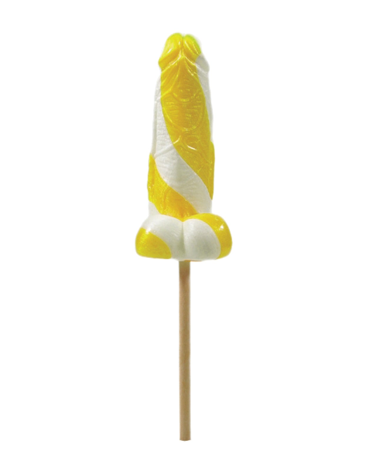 Cock Tailz Liquor Flavored Pecker Pops - Banana Daiquiri Yellow/White Stripe