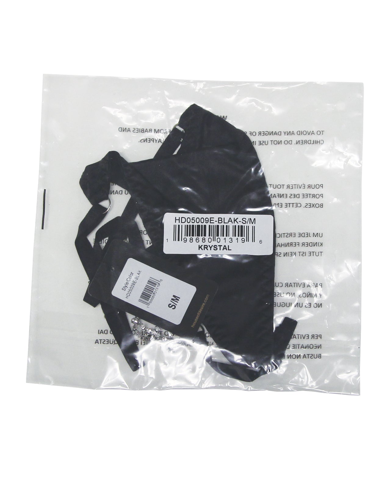 Krystal Rhinestone Net Back G-String - Black S/M
