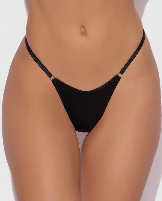 Krystal Rhinestone Net Back G-String - Black L/XL