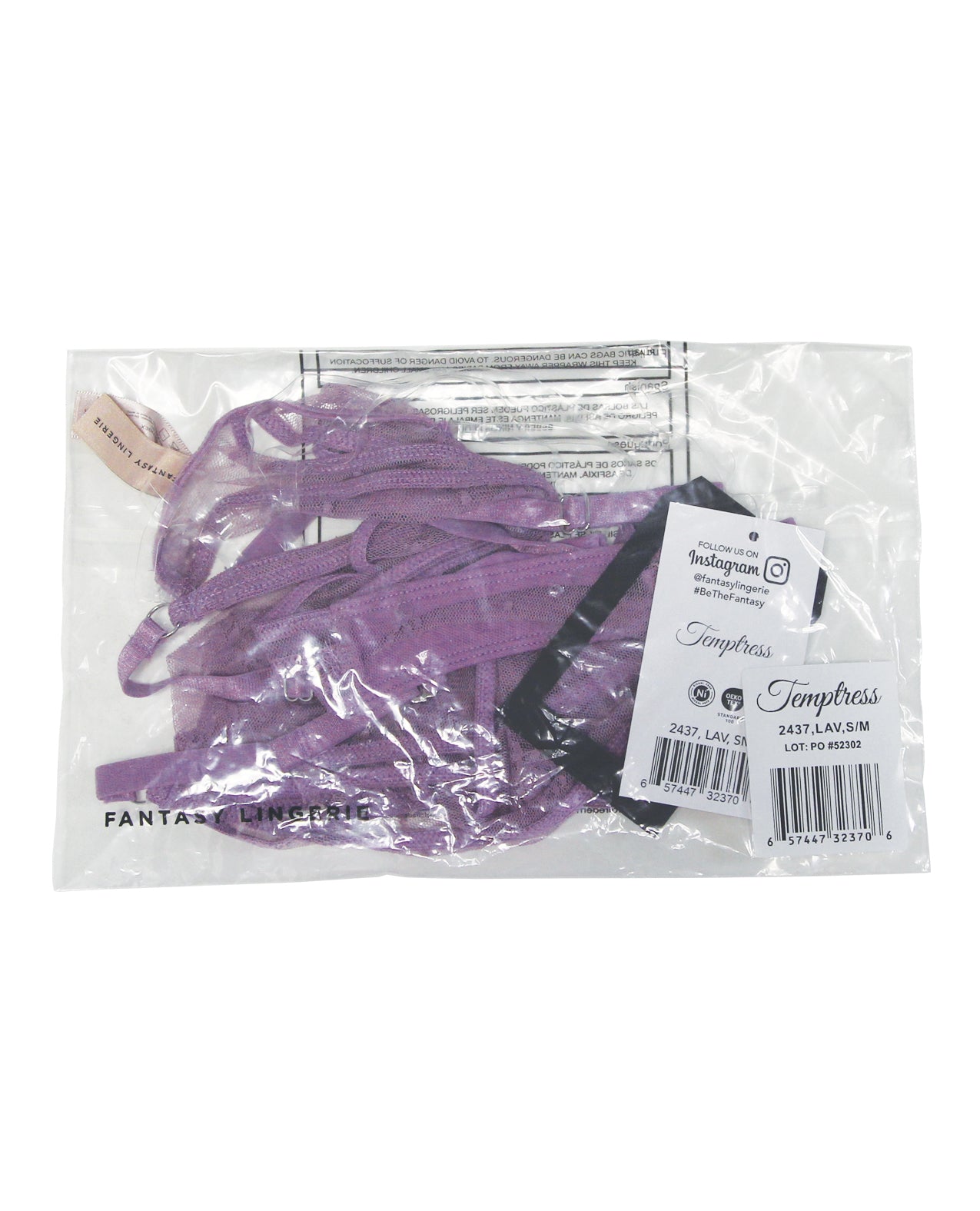 Temptress Gisele Sheer Floral Mesh Open Back Teddy - Lavender S/M