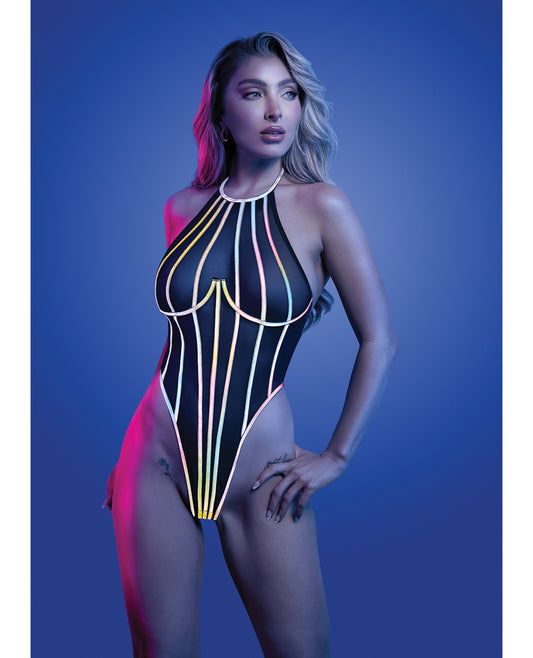Solar Flare Flash Reflective Binding Halter Tie Teddy - Black M/L