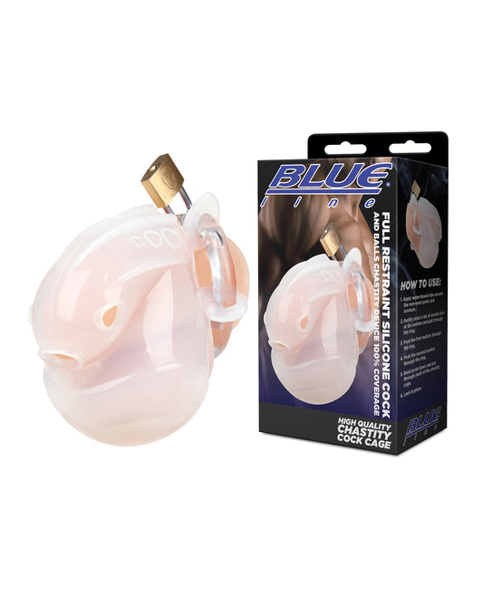 Full Restraint Silicone Cock & Balls Chastity Device - 100% Coverage White