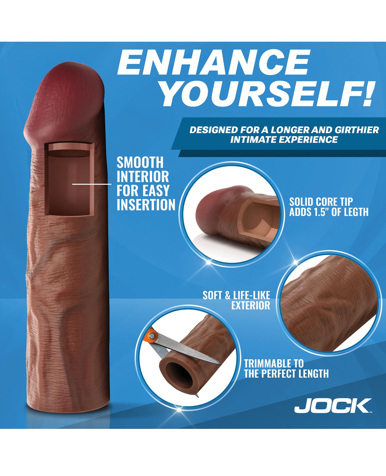 Curve Toys Jock Enhancers 1.5" Silicone Penis Extension Sleeve - Dark
