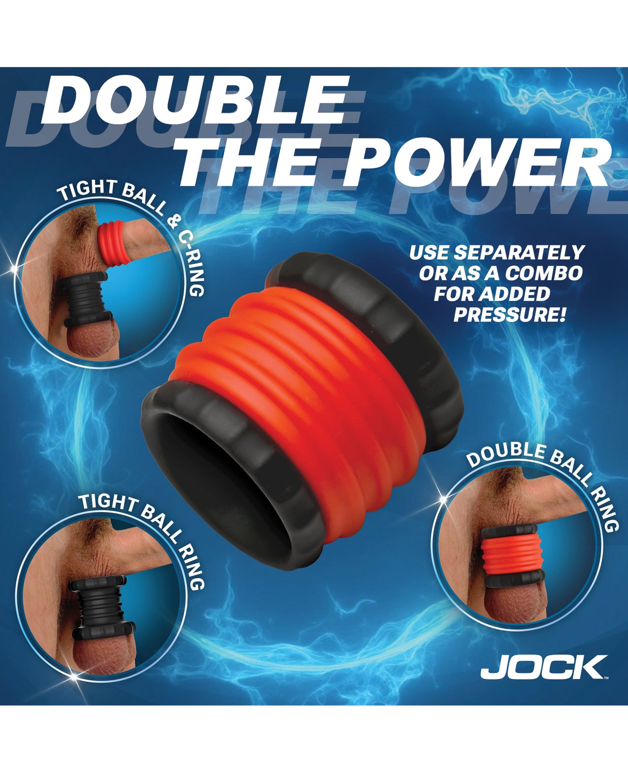 Curve Toys Jock 2-in-1 Silicone Cock Ring - Red