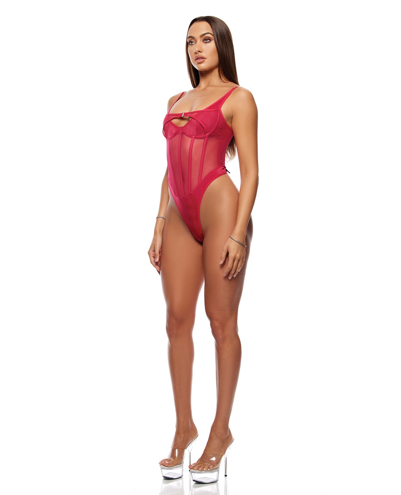 Layers To This Mesh and Knit Teddy - Pink XL