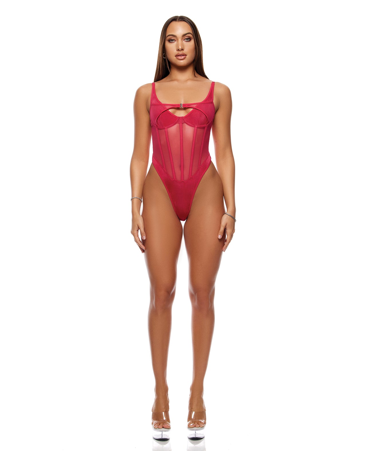Layers To This Mesh and Knit Teddy - Pink MD