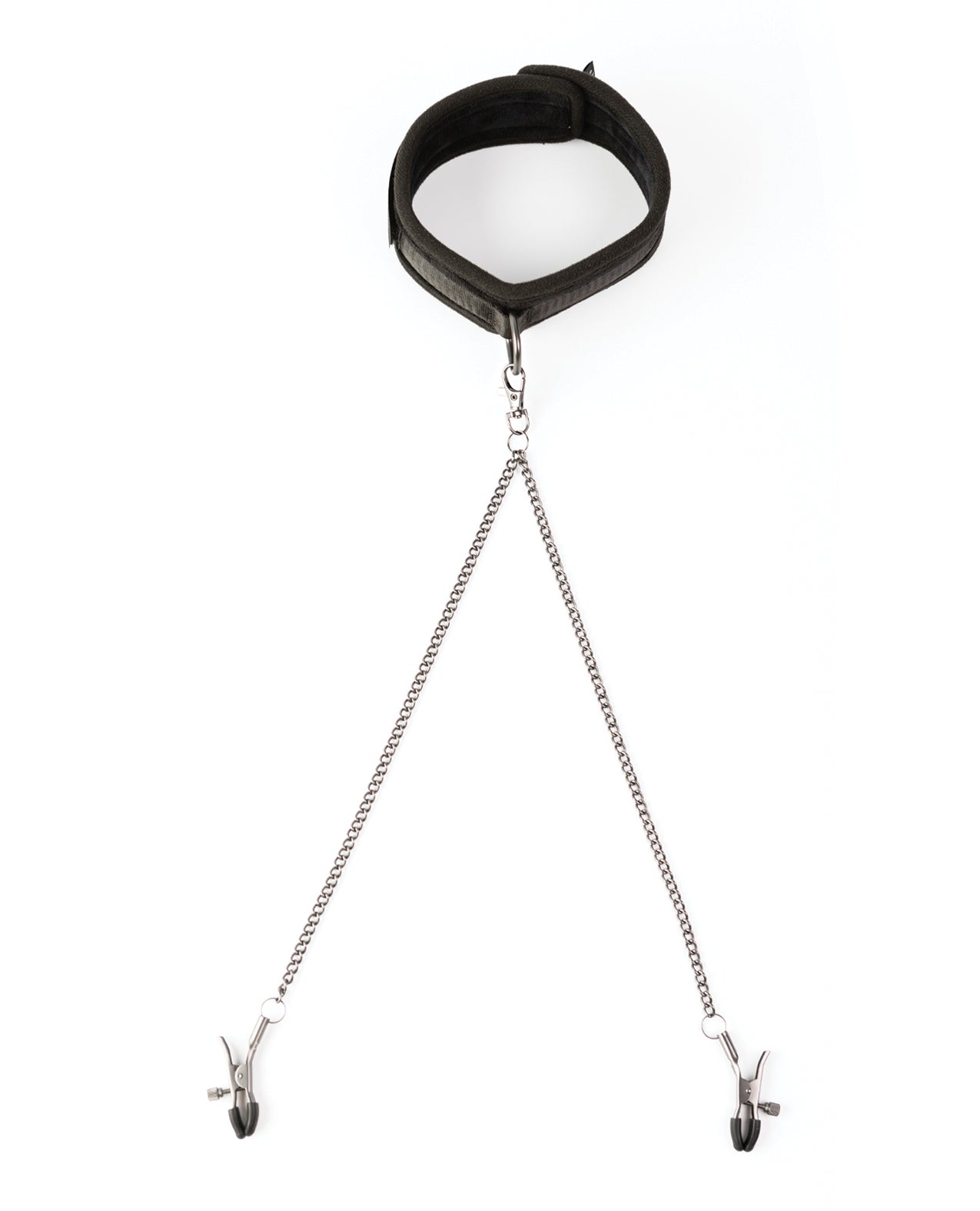 Sei Mio Twin Tweaks Velvet Collar w/Nipple Clamps - Black