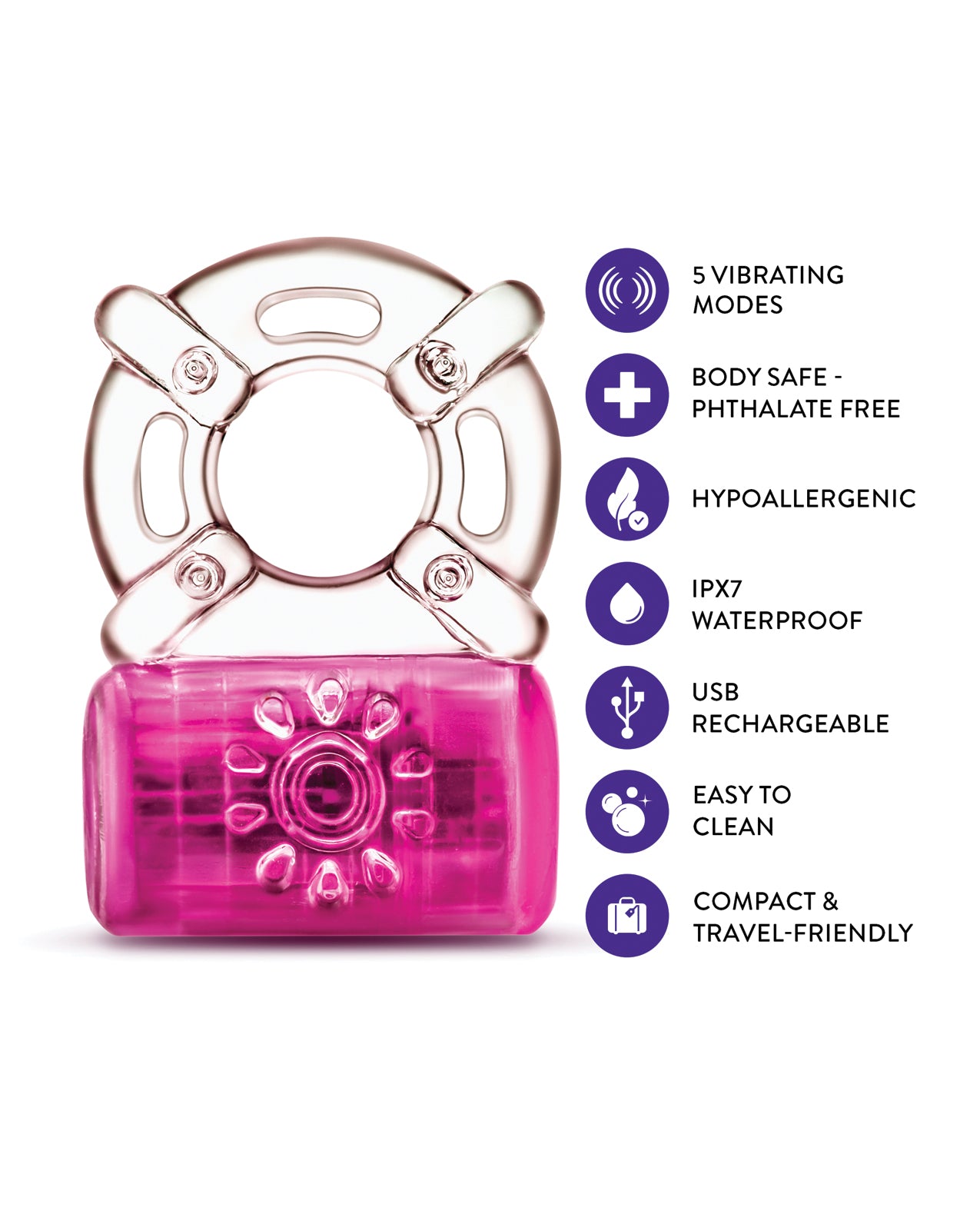 Blush Play With Me - Pleaser Rechargeable C-Ring - Pink