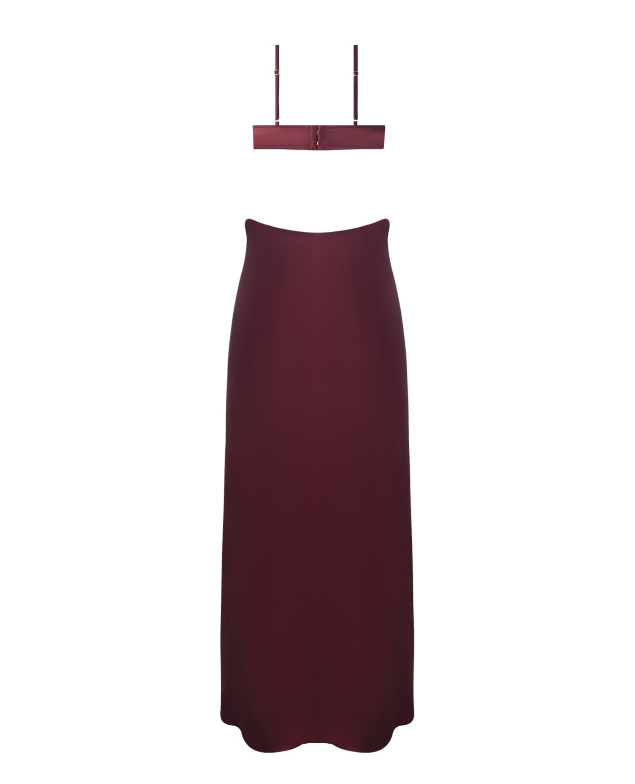 Brigeta Satin Cut Out Long Dress - Burgundy XL