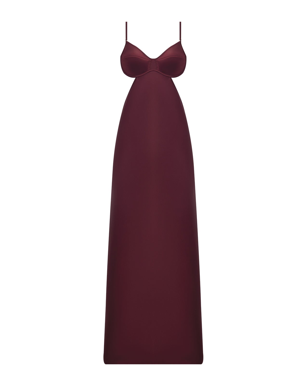 Brigeta Satin Cut Out Long Dress - Burgundy 3X/4X