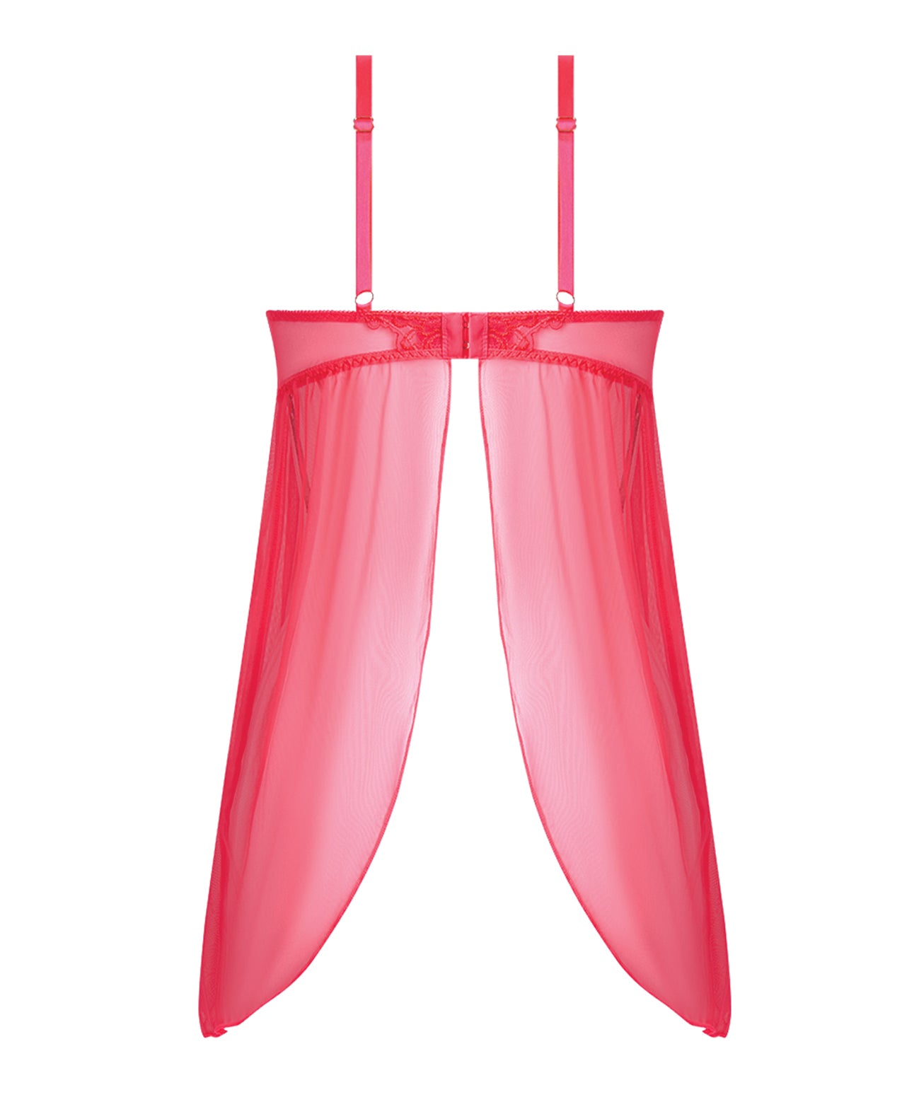 Eden Mesh Chemise Mini Dress w/Keyhole Cutout Details - Coral LG