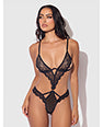 Nadia Lace & Mesh Cutout Teddy - Black SM