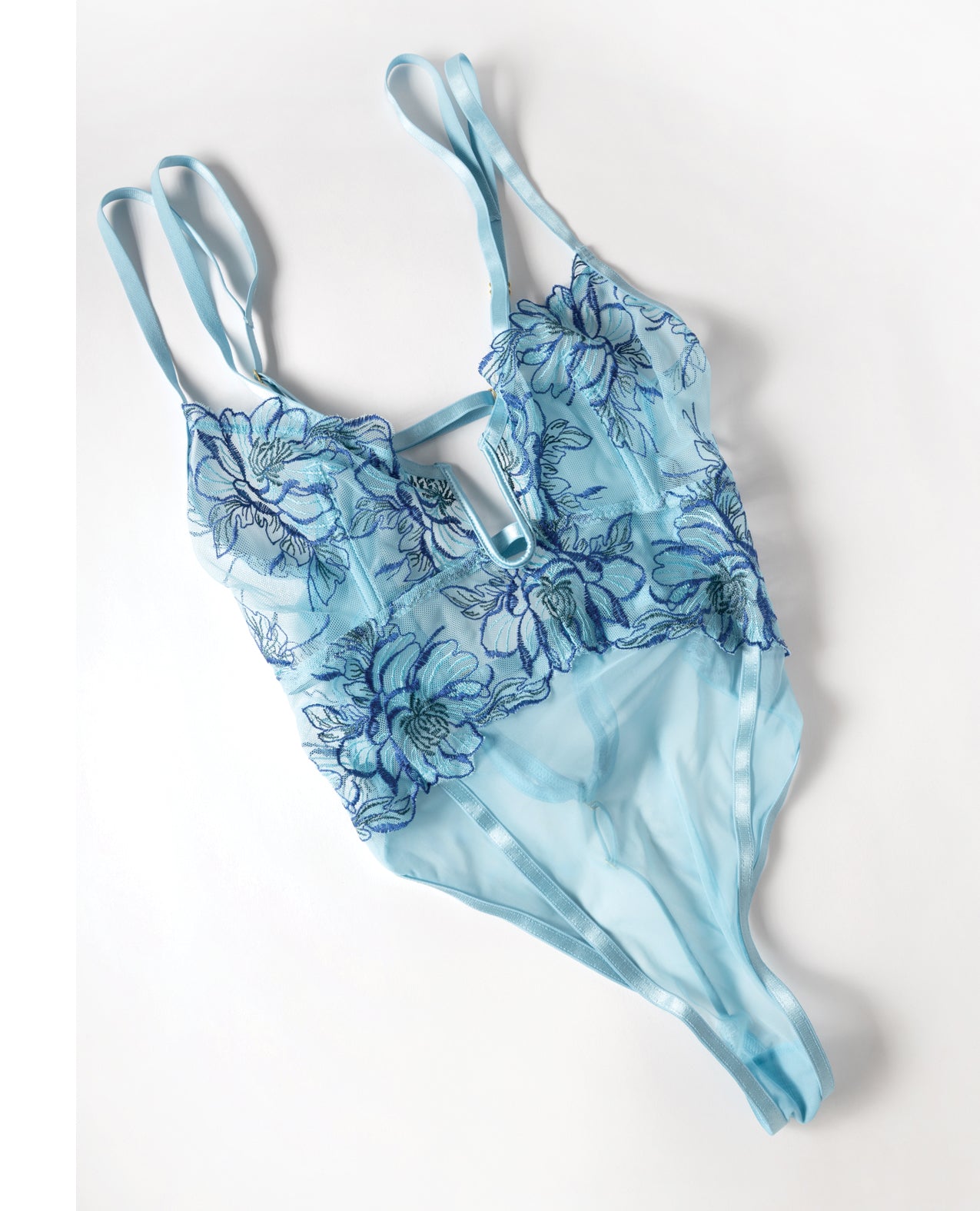 Emilia Floral Embroidered Teddy - Blue XL