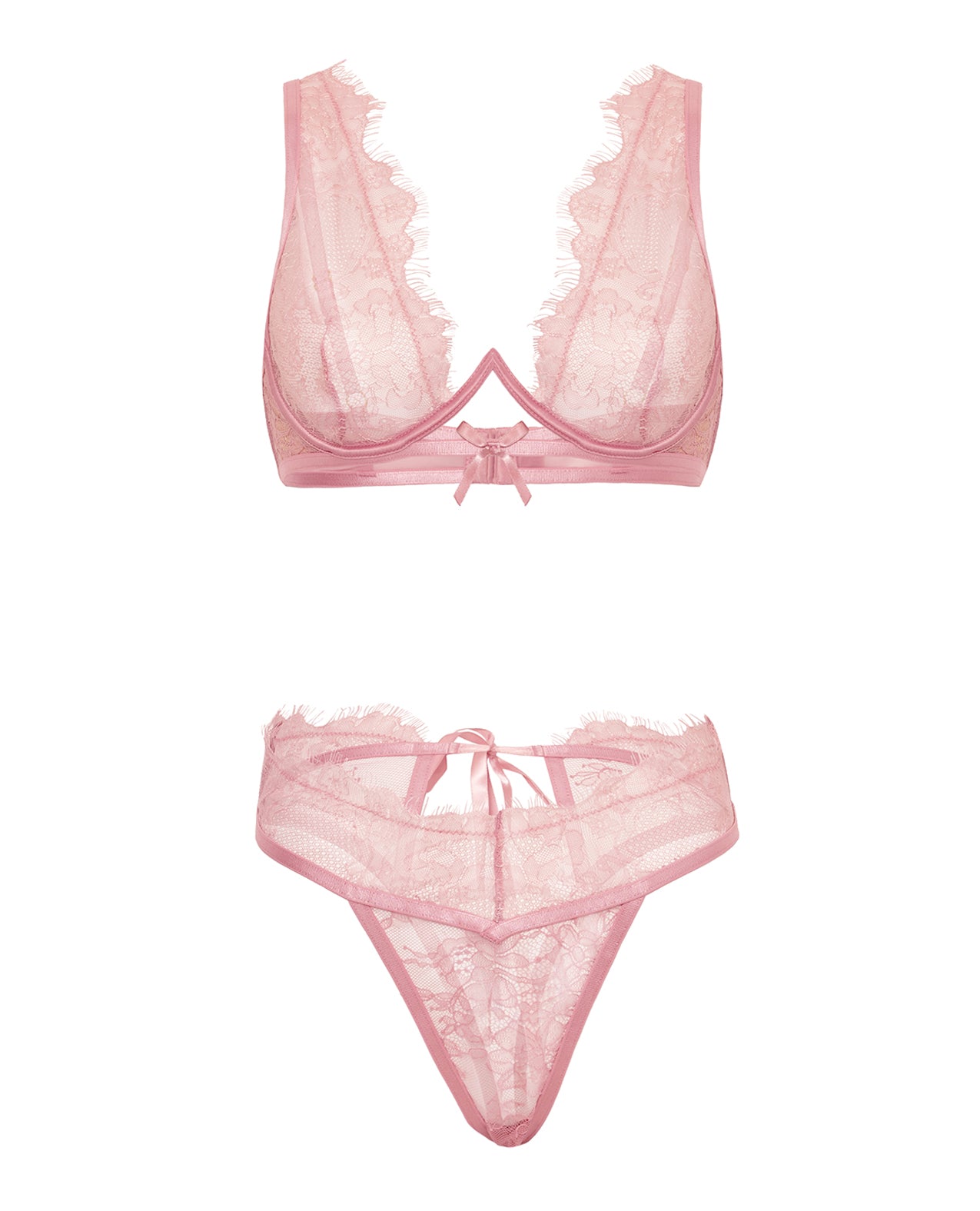 Beatriz Lace 2 pc Set w/Open Back - Pink XL
