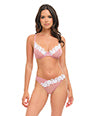 Glinda Mesh 2 pc Set w/Floral Embroidered Details - Pink & White XL