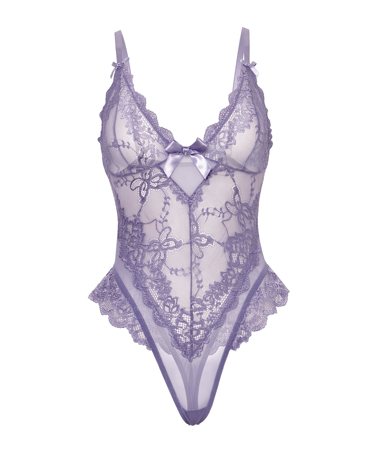 Valentine Lace Teddy w/Bow Details - Purple 3X/4X