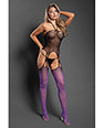 Sheer No Comparison Body Stocking w/G-String 2 pc Set - Black/Purple O/S