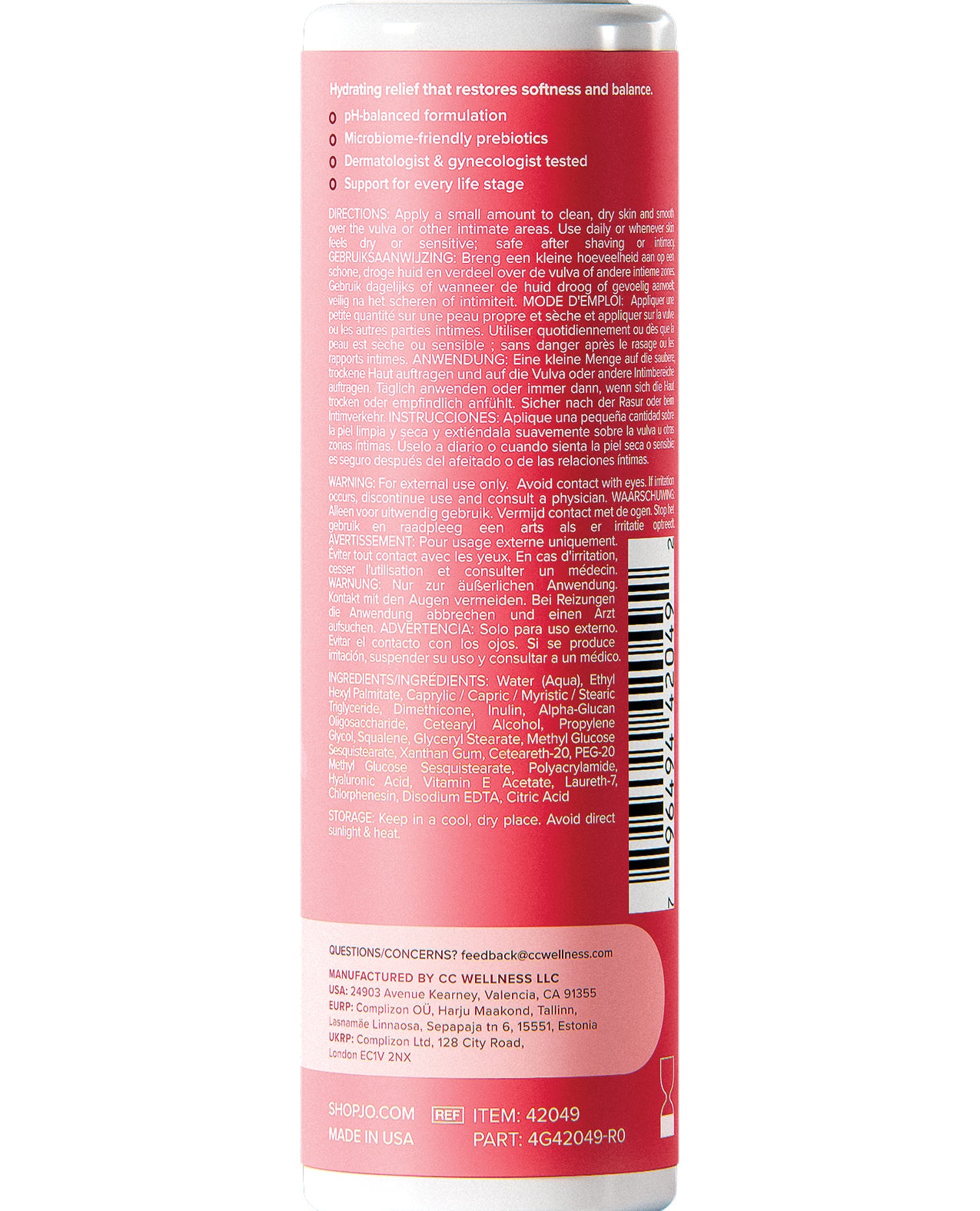 JO Vitalize Nourish Restoring Intimate Moisturizer - 2 oz Bottle