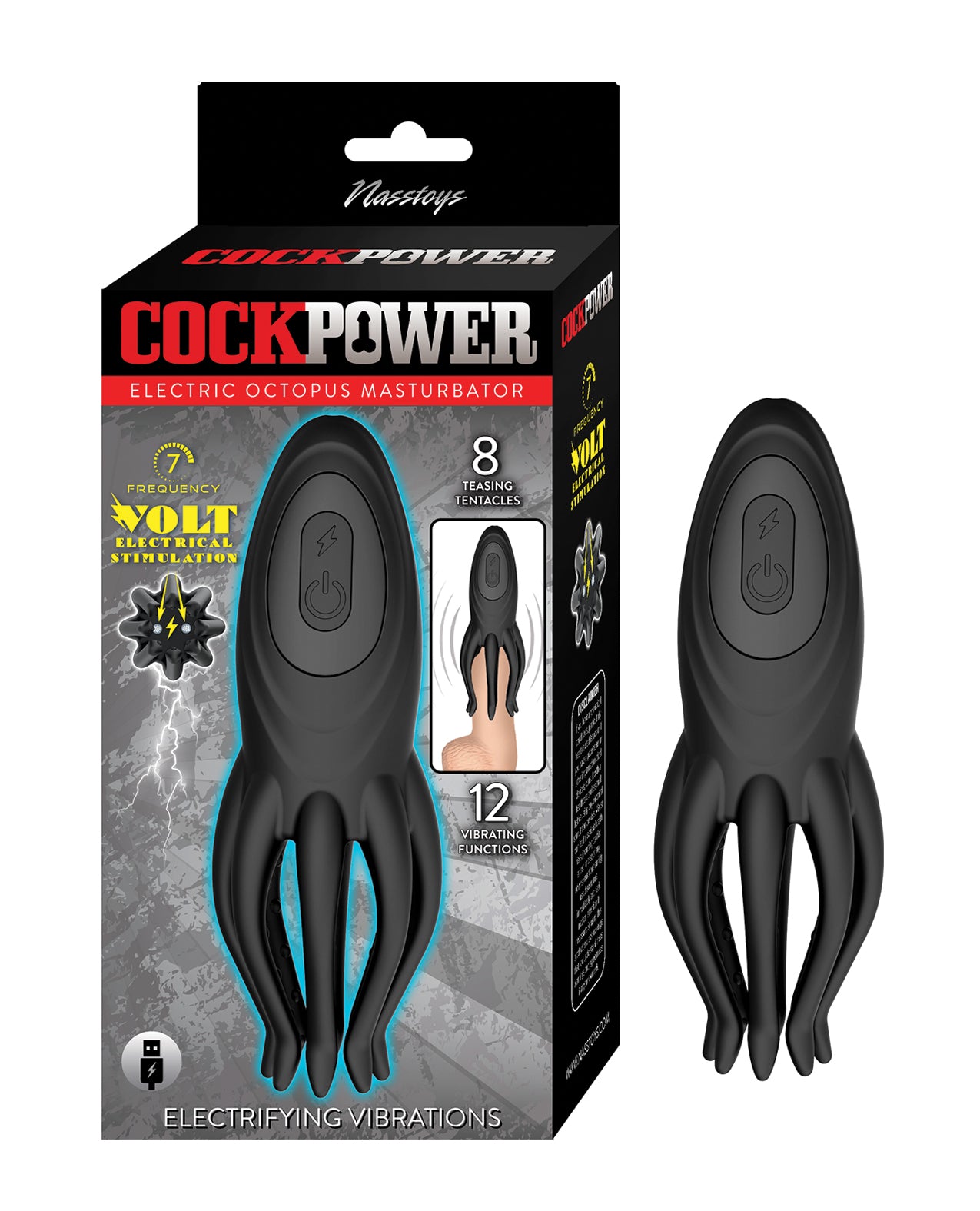 Nasstoys Cockpower Electric Octopus Masturbator - Black