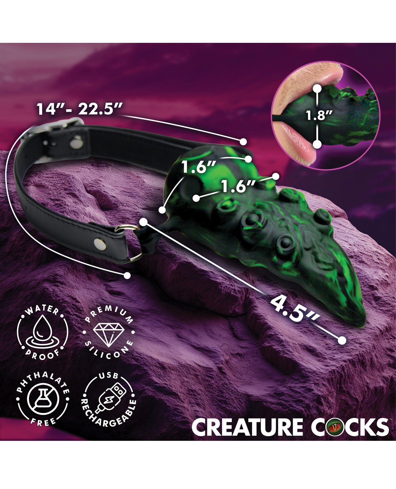 Creature Cocks Dragon's Lick Vibrating Tentacle Tongue - Green