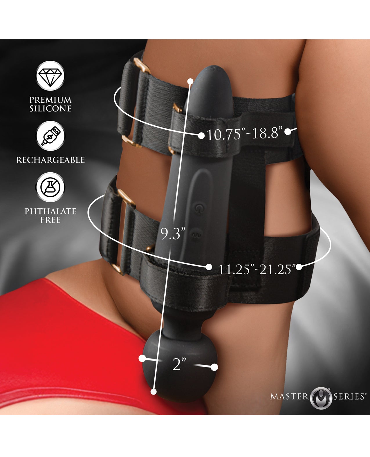 Master Series Thunderstick Thigh Strap Vibrating Wand w/Harness