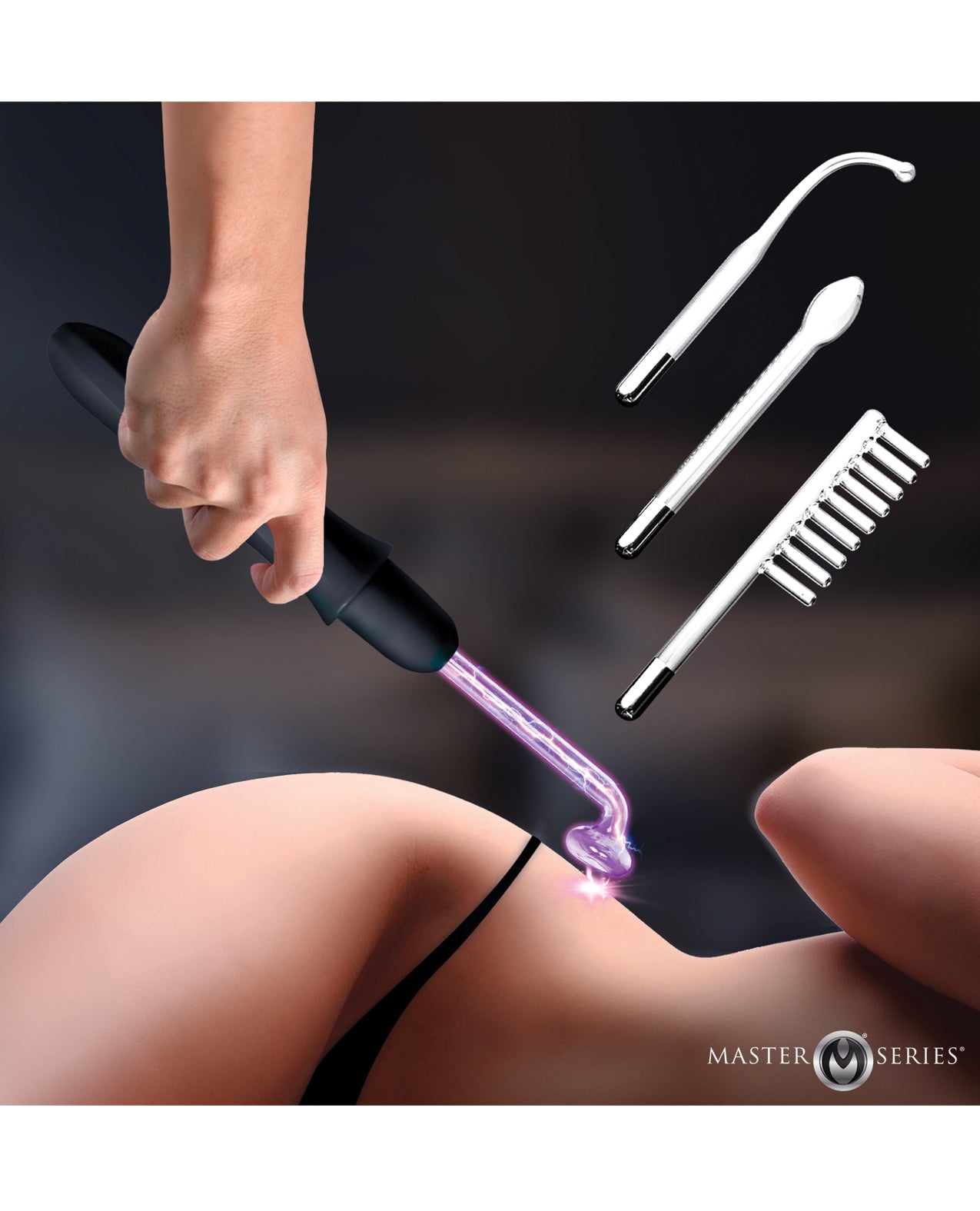 Master Series Elektrawand Rechargeable Violet Wand w/Attachments - Black