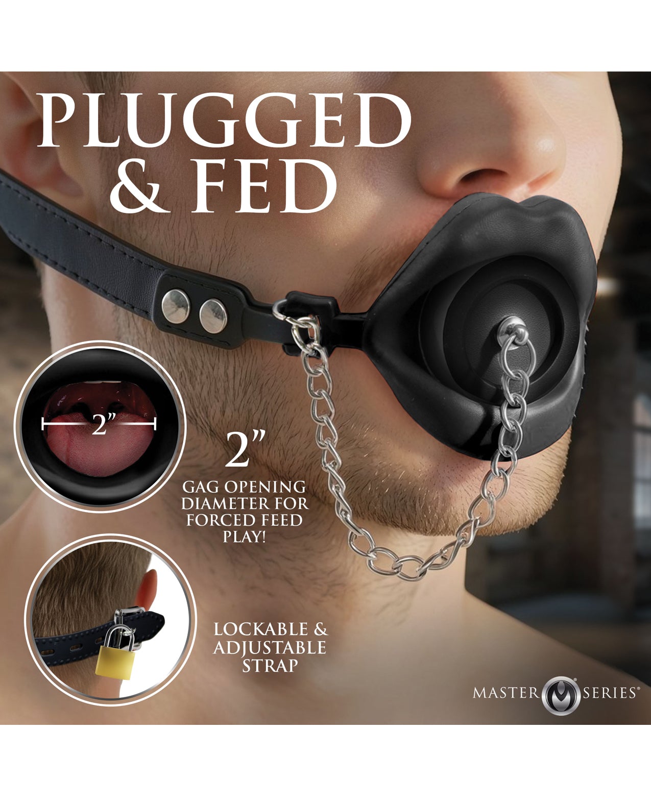Master Series Plugged Silicone Feeding Gag - Black