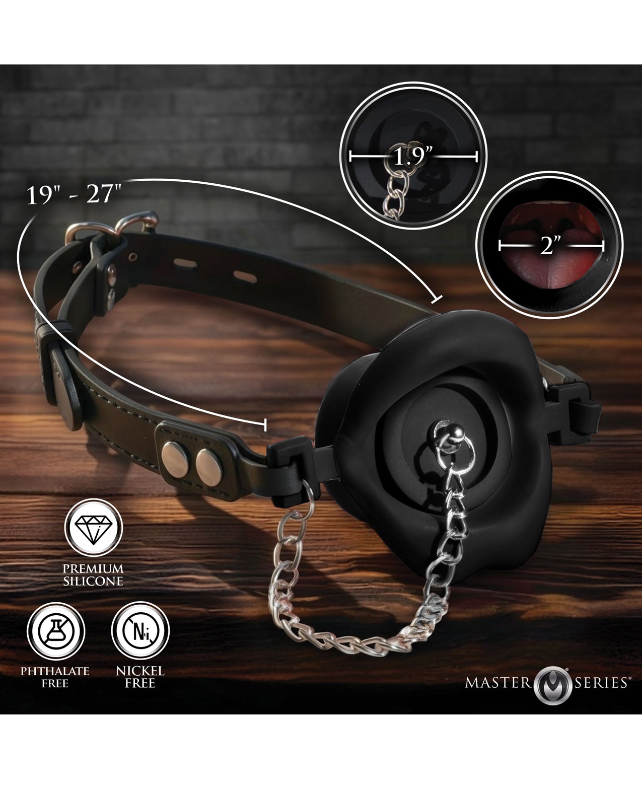 Master Series Plugged Silicone Feeding Gag - Black