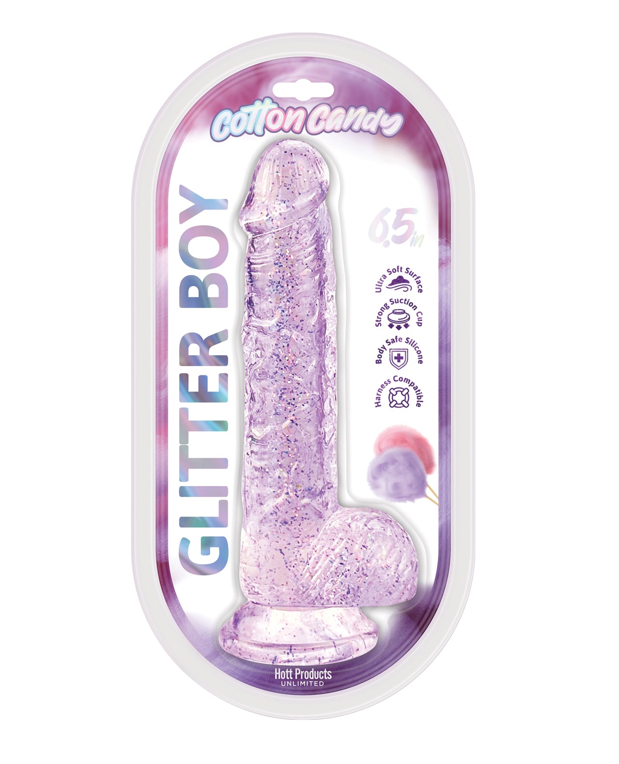 Cotton Candy Glitter Boy 7" Suction Cup Dildo - Pink